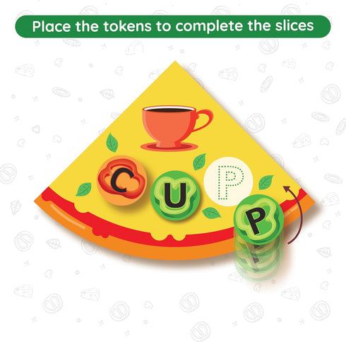 Word Pizza - Word Building Game Ages 4-6 with 150 Alphabet Tokens & 100 Words, Preschool Kindergarten Learning Activities, Homeschool Classroom Ph...