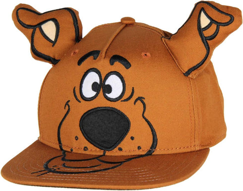 Scooby Doo Embroidered Character Face Adult Adjustable Snapback Hat Cap with 3D Ears Brown...