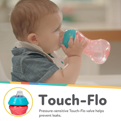 Nuby Clik-It Soft Spout No-Spill Easy Grip Sippy Cup for Boys - (3-Pack) 10 Oz - 6+ Months...