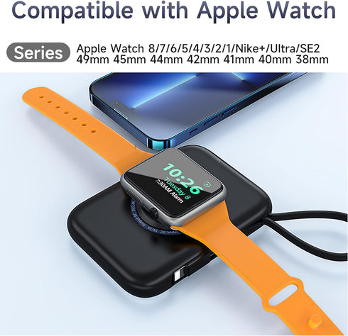 HUOTO Portable Charger,5000mAh Mini iWatch Magnetic Charger Power Bank with Charging Cable,Travel Charger External Battery Pack Compatible with Ap...