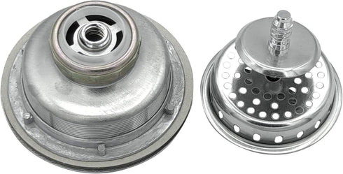 Spin and Seal Kitchen Basket Strainer Solid Stainless Steel Construction Fits 3-1/2"-4" Universal Fit, Removable Spin and Seal Strainer Assembly, ...