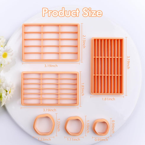 Puocaon Stripe Tools Clay Cutters - 6 Pcs Checkerboard Polymer Clay Cutters for Jewelry Making, Irregular Circle Clay Cutters for Polymer Clay Ear...