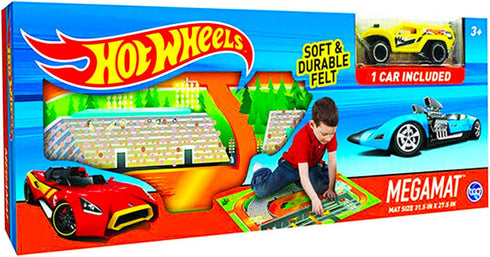 Hot Wheels Mega Mat with Vehicle - Bundle with Hot Wheels Playmat with Vehicle and 4 Racecar Sticker Sheets (Hot Wheels Playset)...
