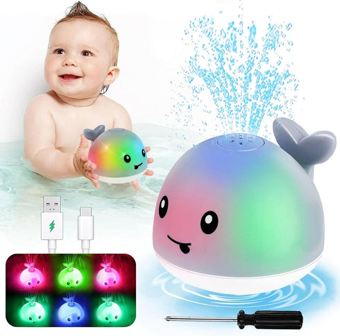 Toddla Whale Bath Toy Sprinkler - Bath Toys for Toddlers 1-3 - Light Up Water Whale Bath Toy - Bathtub Toys for Infants 6-12 Months Toddlers Age 2...