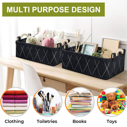Small Baskets Collapsible Storage Bin Fabric Organizer for Shelves Underwear Socks Bra Towel Toiletry Baby Products Empty Gift Basket Dark GRAY...