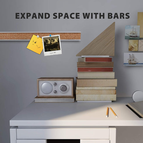 Bulletin Bar Strip, Cork Board Bar, 15" x 1", for Classroom, Office, Cubicle, Aluminum Frame (Silver),2 PACK...