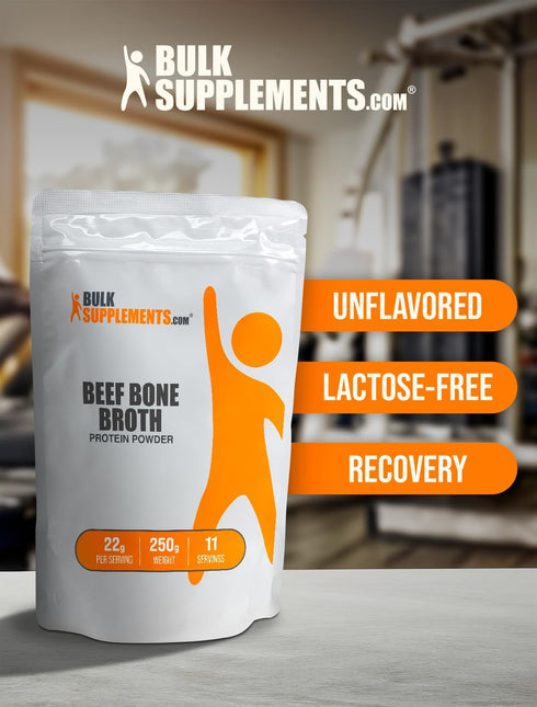 BulkSupplements.com Beef Bone Broth Protein Powder - Bovine Bone Broth Protein, Lactose Free Protein Powder - Dairy Free & Gluten Free, 22g per Se...