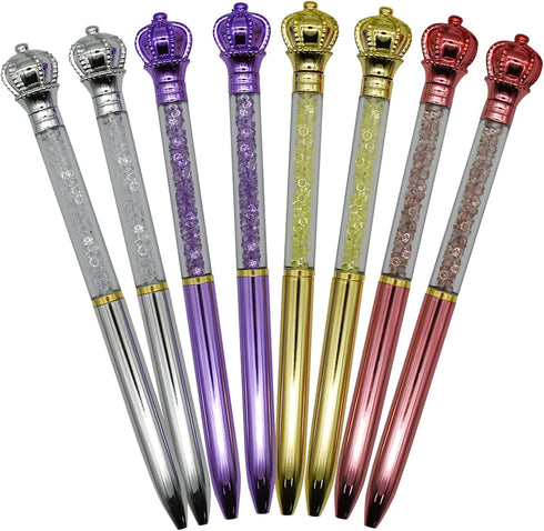 Maydahui 24PCS Crown Ballpoint Pen Retractable Crystal Quicksand Pens Novelty Bling Pen Black Ink for Girls Party School...