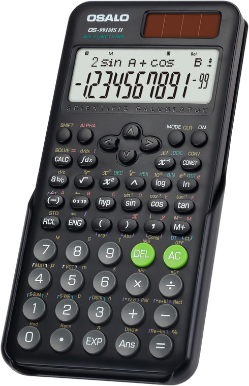 OSALO Scientific Calculator 401 Function 10+2 Digits Display Solar Battery Calculators Fraction Statistics Integral for Middle and High School Col...