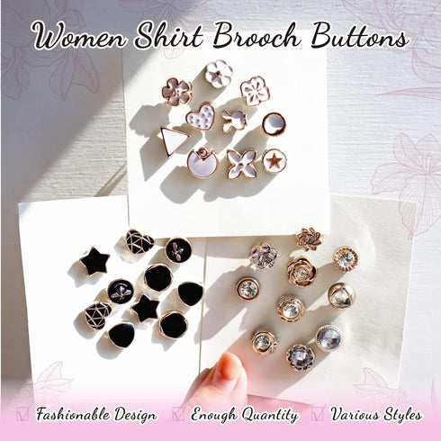 Women Shirt Brooch Buttons, LEEFONE 30 PCS Mini Cover up Button Pins, Cute Enamel Lapel Pin Set, Cardigan Collar Safety Brooch Buttons for Women C...