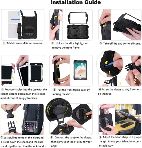 BRAECN iPad Mini 5 Case,iPad Mini 4 Case, Heavy Duty Shockproof Protective Rugged Case with Pencil Holder,Hand Strap,Kickstand, Shoulder Strap for...