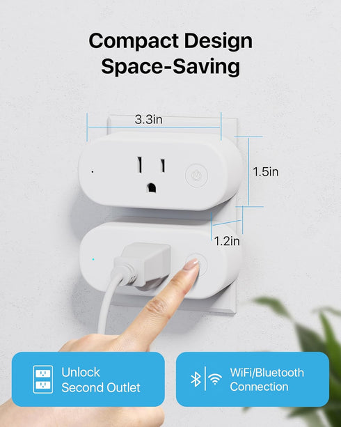Smart Plug Work with Alexa, Home Mini Socket Wireless 2.4GHz Wi-Fi & Bluetooth, No Hub Required, Remote Control Outlet with Timer Function, App Co...