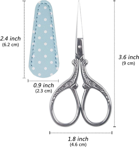 Sewing Embroidery Scissors Mini 3.6 inch Craft Scissors Shears for Crafting Fabric Scissor for Art Work Threading Needlework DIY Tools with Leathe...