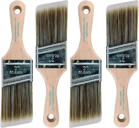 Vermeer Paint Brushes - 4-Pack - 2" Angle Stubby Brushes for All Latex and Oil Paints & Stains - Home Improvement - Interior & Exterior Use...