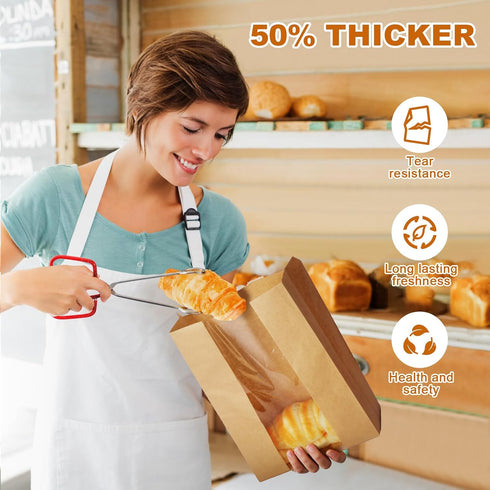 Paper Bread Bags - 35 Pack - Homemade Bread Storage Bags with Clear Window Includes Label Seal Stickers -Bakery Packaging Bags for Cookies, Bread,...