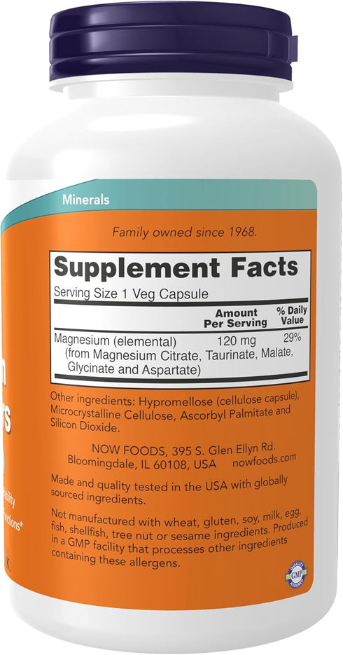 NOW Supplements, Magnesium Transporters with 5 Forms of Magnesium for Optimal Bioavailability, 180 Veg Capsules...