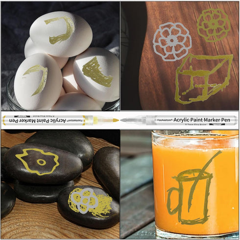 Paint Markers, 6 Pack Fine Point Paint Pens, Acrylic Paint Pens Marker Set for Rocks Painting, Wood, Plastic, Fabric, Canvas, Ceramic, Glass, Card...