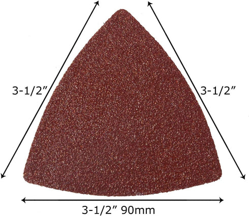 100 Pcs 3-1/2 Inch 90mm Triangular 60/80 /100/120 /240 Grits Hook & Loop Multitool Sandpaper for Wood Sanding Contains 20 of Each Fit 3.5 Inch Osc...