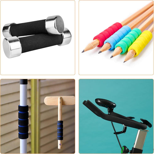 MECCANIXITY Foam Grip Tubing Handle Grips 17mm ID 5mm Wall Thick 295mm Black Non-slip for Fitness, Tools Handle Support 4 Pack...