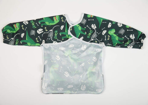 Baby Bib Long Sleeved Shirt With Pocket 1-3 years old Toddler For Boys (Green Dinosaurs)...