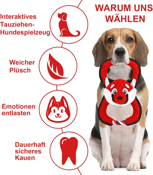 GAOMON Squeaky Dog Toys, Durable Plush Chew Toys in Fox Shape, Interactive Tug of War Toy for Small and Medium Dogs...