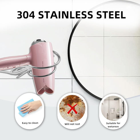 Bathroom Hair Dryer Holder Hair Care Tools Holder Wall Mount Chrome Finished Stainless Steel...