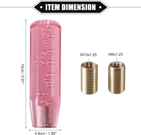 Gear Shift Knob Stick, 15cm Faux Crystal Transparent Bubble Gear Shifter Universal for Manual Transmission Vehicle Durable Acrylic Pink with Adapt...
