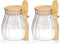 2Pcs Sugar Container with Bamboo Lid and Spoon,15oz Sugar Bowl Glass Jar for Coffee Bar Accessories Coffee Canister Kitchen Decor Housewarming Gif...