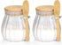 2Pcs Sugar Container with Bamboo Lid and Spoon,15oz Sugar Bowl Glass Jar for Coffee Bar Accessories Coffee Canister Kitchen Decor Housewarming Gif...