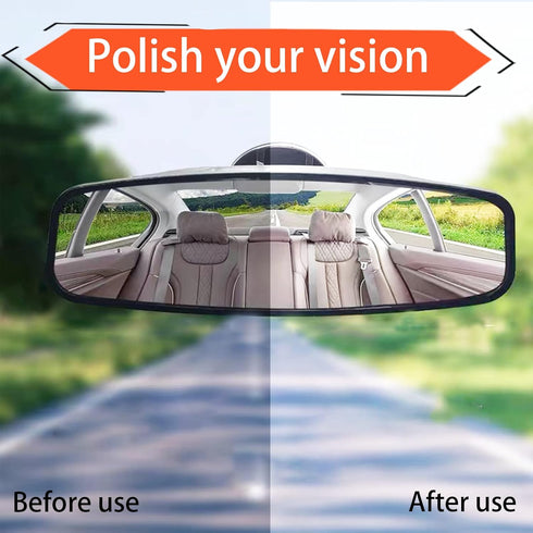 Pack-1 Car Panoramic Rearview Mirror, 8.7" x 2.6" with Adjustable Suction Cup Rearview Mirror, HD Anti-glare Car Interior Mirror, Universal for Ca...