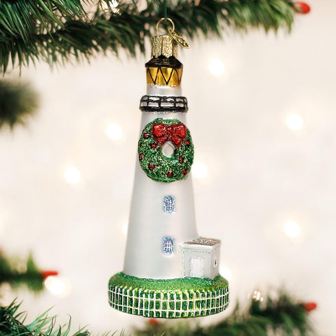 Old World Christmas Collection Glass Blown Ornaments for Christmas Tree Ocracoke Lighthouse...
