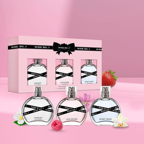 So…?...? Miss Set - Perfumes for Women with Floral, Fruity and Vanilla Perfume Notes - 800 Sprays - Gifts for Women - 3 pcs Gift Set...
