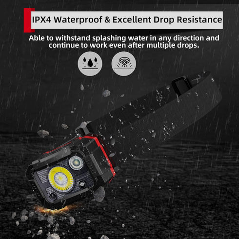 Headlamp Rechargeable, Motion Sensor Head Lamp, Head Lights for Forehead with Adjustable Headband, IPX4 Waterproof Headlamps for Adults & Kids, 6 ...