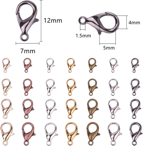 YAKA 350pcs 1 Box 7 Colors Alloy Lobster Clasp DIY Jewelry Bracelet Necklace Making Fastener Hooks (12x7mm)...