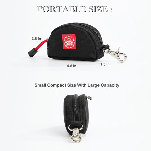 Rough Enough Small Coin Purse Pouch for Women Men Card Holder Wallet Waterproof Cordura Material with Zipper and Clip On Buckle Black...
