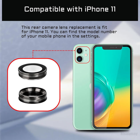 2 Sets for iPhone 11 Purple Rear Back Camera Lens Cover Replacement for iPhone11 Camera Glass Lens Frame Set Dual-Sided Adhesive with Fix Tool Rep...