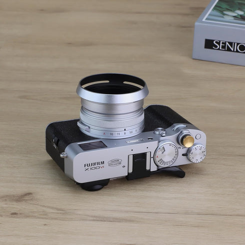 Haoge LH-X53W 3in1 Lens Hood with Adapter Ring with Cap Set for Fujifilm x100vi Fuji FinePix X70 X100 X100S X100T X100F X100V Camera Silver replac...