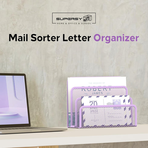 SUPEASY Mail Organizer, Desktop File Organizer Mesh Metal Mail Holder Countertop with 3-Slot, Letter Sorter File Holder, Office Envelope Organizer...
