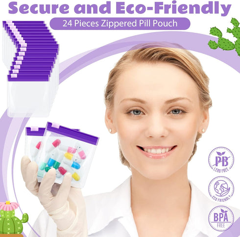 24 Pieces Pill Pouch Bags Zippered Pill Pouch Set Reusable Translucent Medicine Organizer Self Sealing Medicine Bag Travel Plastic Pill Bags with ...