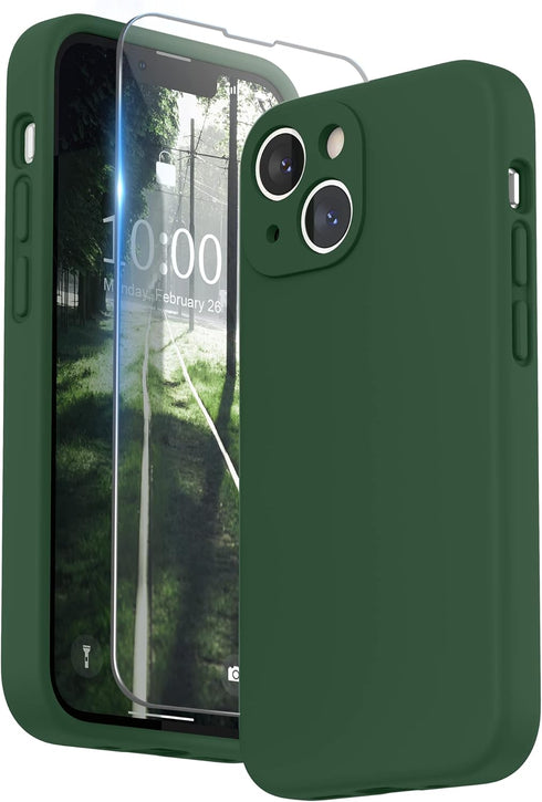 SURPHY Compatible with iPhone 13 Mini Case with Screen Protector, (Camera Protection + Soft Microfiber Lining) Liquid Silicone Phone Case 5.4 inch...