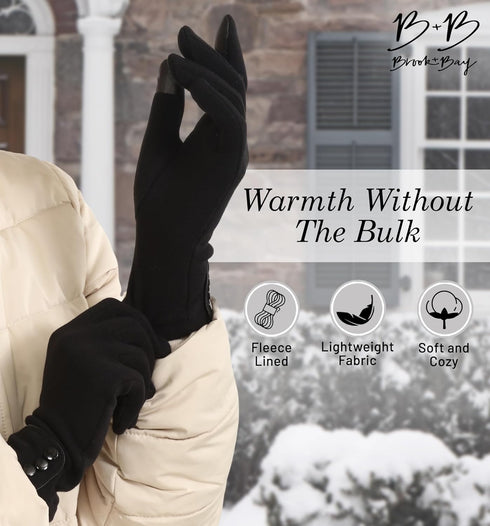 Brook + Bay Women's Gloves for Cold Weather - Women's Gloves w/Touchscreen Fingers - Fleece Gloves for Women - Texting Glove...