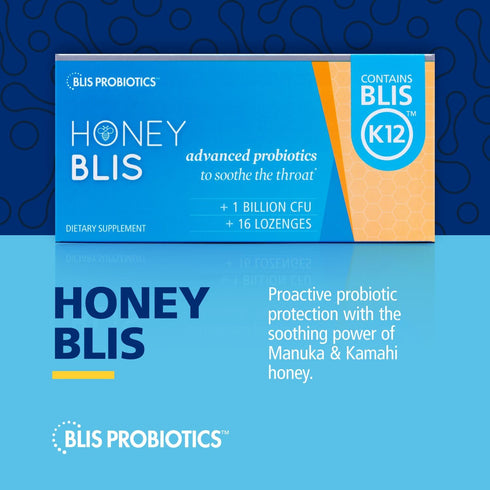 BLIS HoneyBlis Oral Probiotic Throat Lozenges with Soothing Manuka Honey K12 Probiotics (1 Billion Cfu) to Support Immunity & Soothe Sore Throats,...