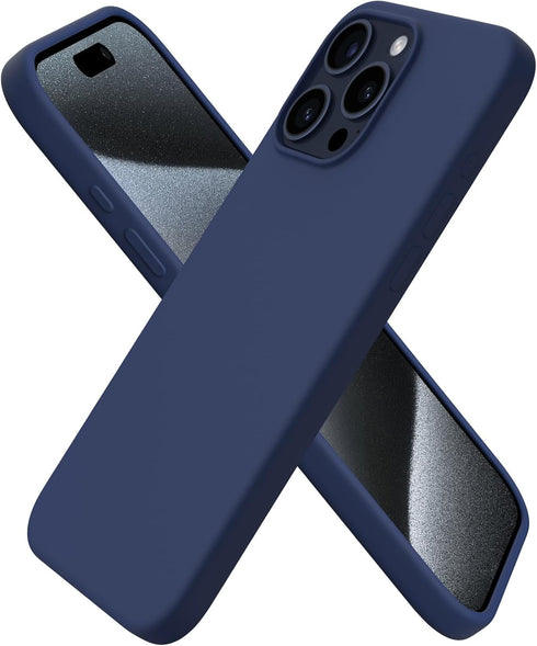 ORNARTO Compatible with iPhone 15 Pro Max Case 6.7", Slim Liquid Silicone 3 Layers Soft Gel Rubber Shockproof Protective Phone Case with Anti-Scra...
