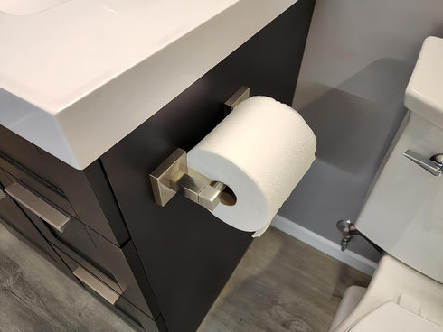 Toilet Paper Holder Wall Mount, Brushed Nickel Bathroom Toilet Paper Holder for SUS 304 Stainless Steel, Double Post Pivoting Square Toilet Paper ...