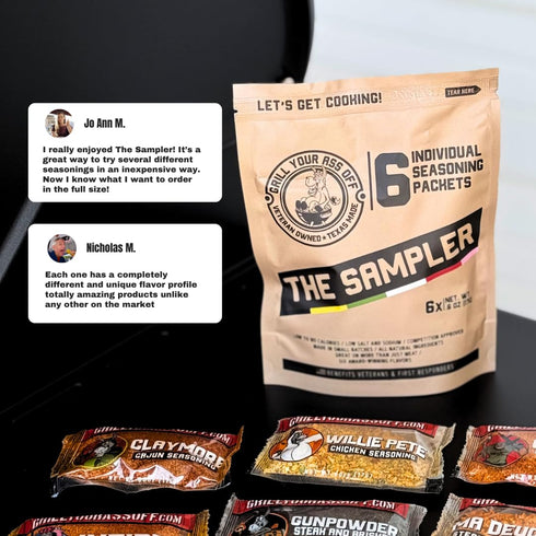 Grill Your As* Off Sample Pack Spices and Seasonings - (6 Pack) BBQ & Grill Seasoning for Beef, Steak, Burgers, Pork & Chicken - MSG & Gluten Free...