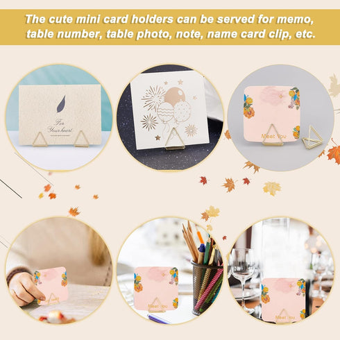 OLYCRAFT 36pcs Mini Place Card Holders Cute Table Card Holders Triangle Shape Wedding Table Number Holders Golden Photo Holder Pictures Stand Clip...