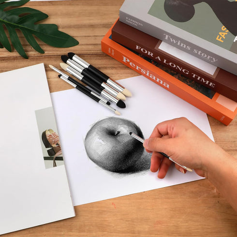 6pcs Artist Blending Sponge Pen, 2 Sizes Double-Headed Pastel Blending Stump Pencil Sketch Brush Rubbing Lucy Drawing Art Foam Blender Stick Blend...