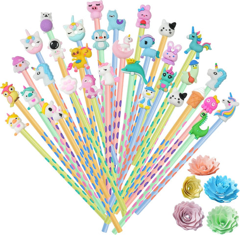 AUAUY Pencils #2 HB, Number 2 Pencils with Eraser, 36PCS Wood-Cased Pencils with 36PCS Cuten Pencil Top Erasers Cute Pencils Graphite Pencils Sket...
