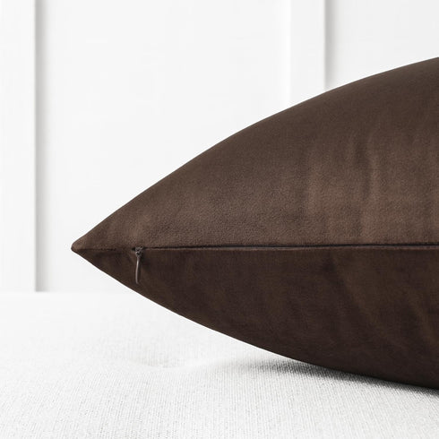 Mixhug Set of 2 Cozy Velvet Square Decorative Throw Pillow Covers for Couch and Bed, Coffee Brown, 18 x 18 Inches...