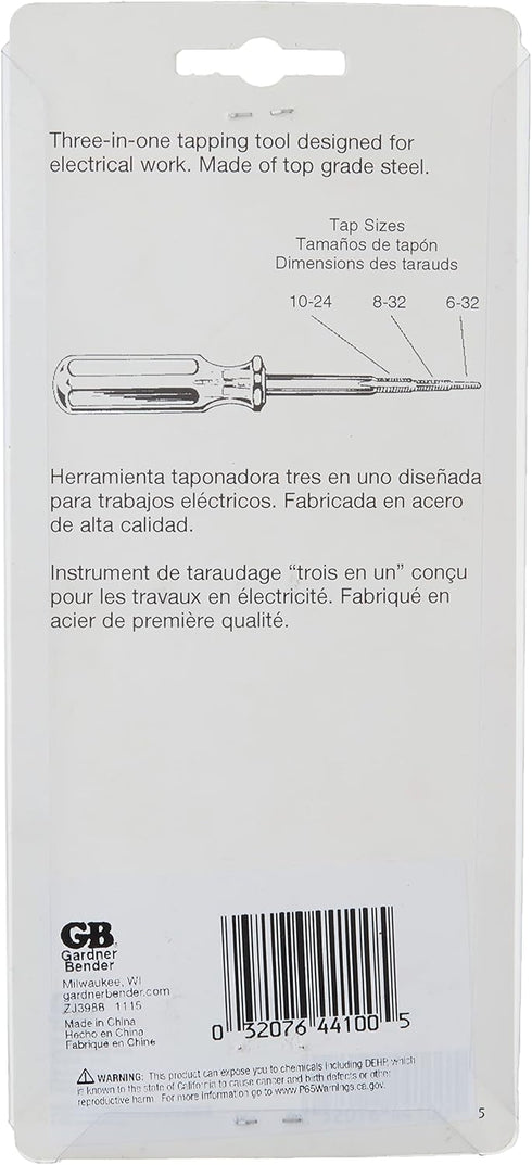 Gardner Bender TT-10B Electricians Tapping and Rethreading Tool, 3 Tap Sizes 6-32, 8-32, & 10-24...